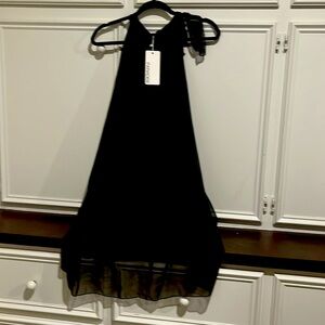 Silky sleeveless scarf neck tie dress